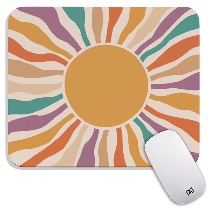 Armanza Square Mouse Pad Retro Sun,Personalized Premium-Textured Custom Mouse Mat Design,Washable Mousepad Lycra Cloth,Non-Slip Rubber Base Computer Mouse Pads for Wireless Mouse - Image 1